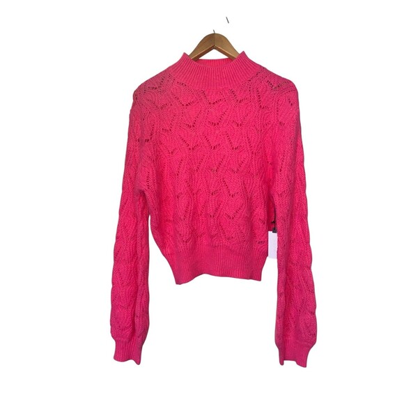 ASTR the Label Sweater Womens XL Pink Mock Neck Cable Knit Pullover Soft Cozy - Picture 2 of 8